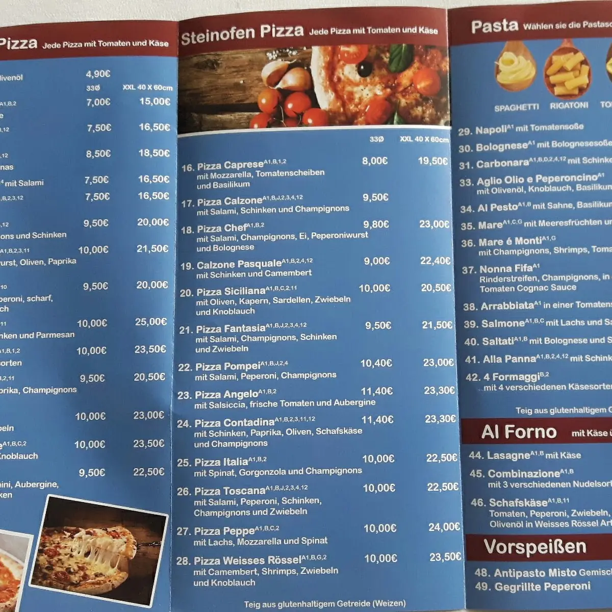 Speisekarte, Gaststätte Weisses Rössl