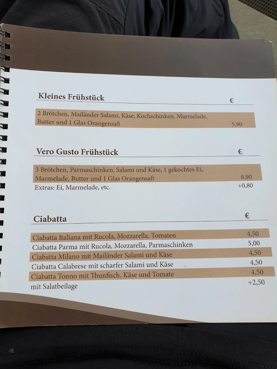 Speisekarte, Vero Gusto (Eis.Kaffee.Bistro)