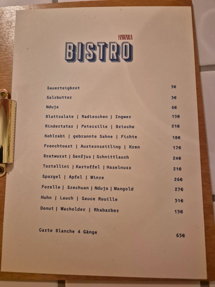 Speisekarte, Hawara Restaurant