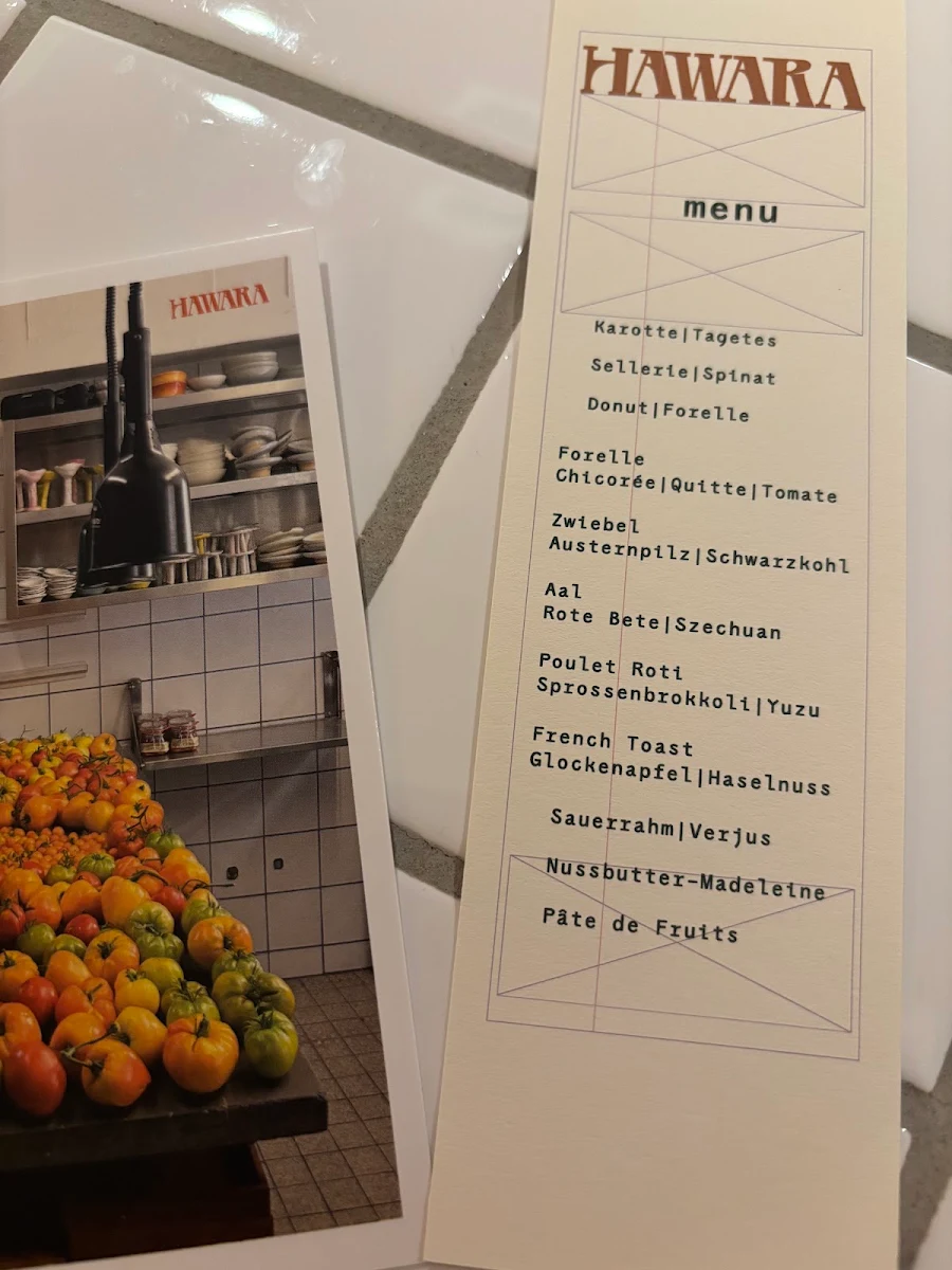 Speisekarte, Hawara Restaurant