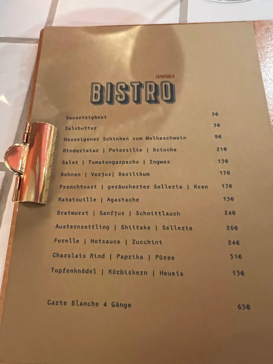 Speisekarte, Hawara Restaurant