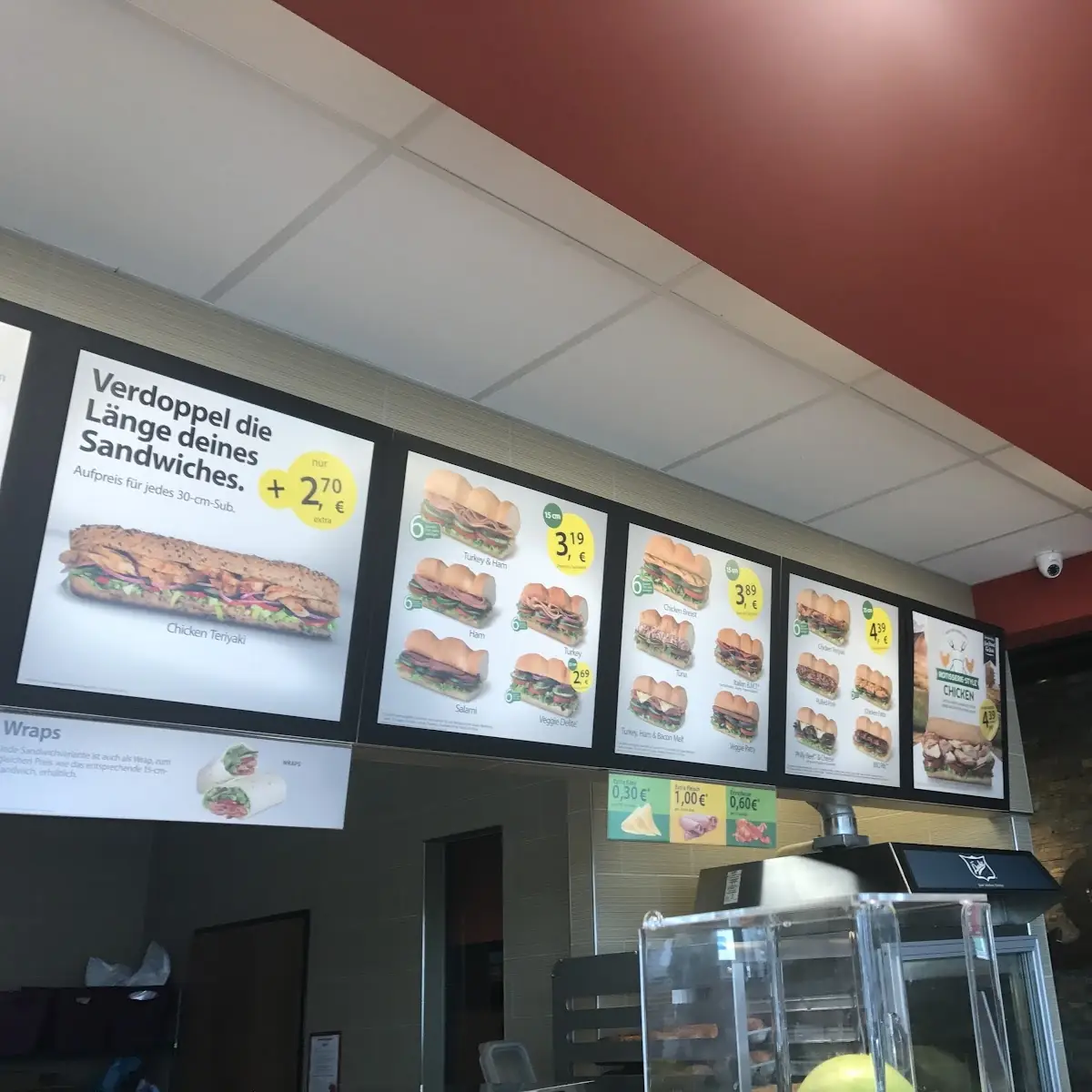 Speisekarte, Subway
