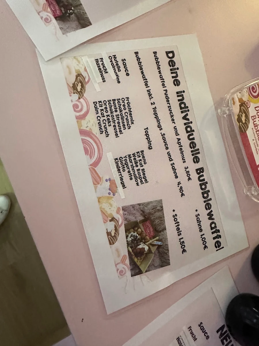 Speisekarte, Cafe Zuckerbude - Eiscafe Donuts Softeis Bubblewaffeln