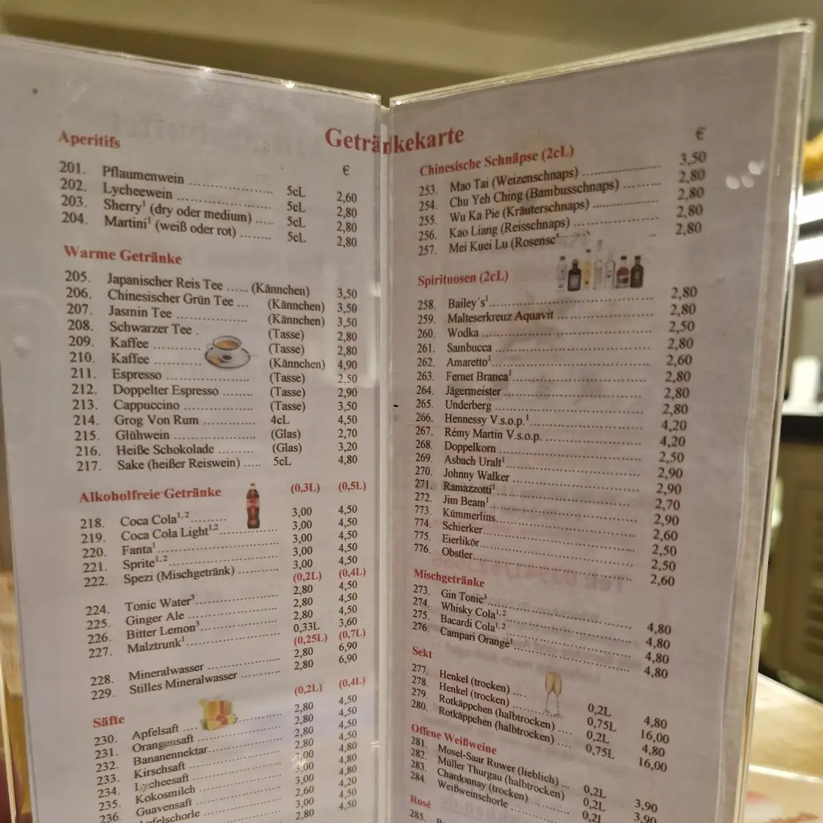 Speisekarte, Restaurant Dschingiskhan