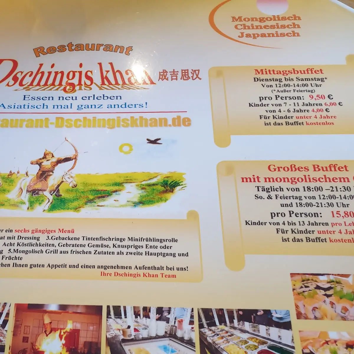 Speisekarte, Restaurant Dschingiskhan