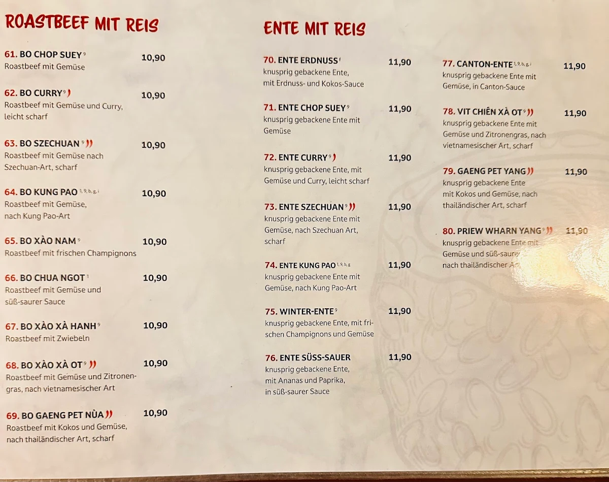 Speisekarte, Main Sushi Bar