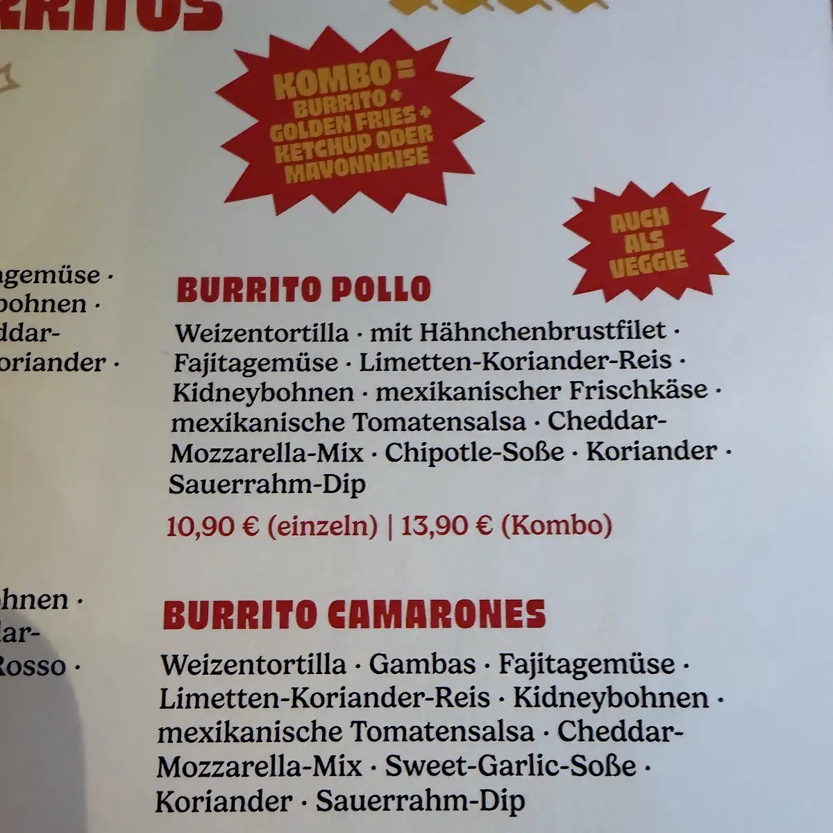 Speisekarte, SAUSALITOS