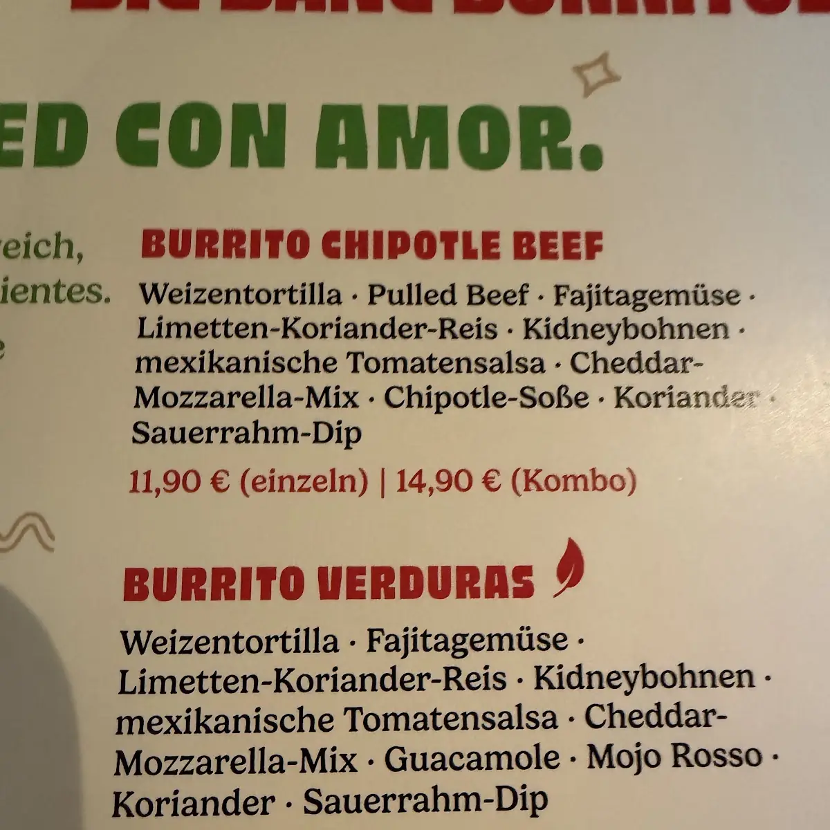 Speisekarte, SAUSALITOS