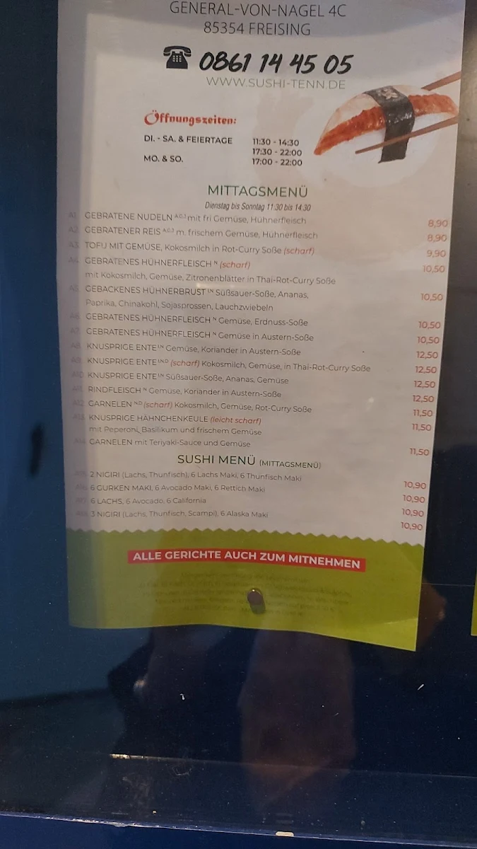 Speisekarte, Sushi-Tenn