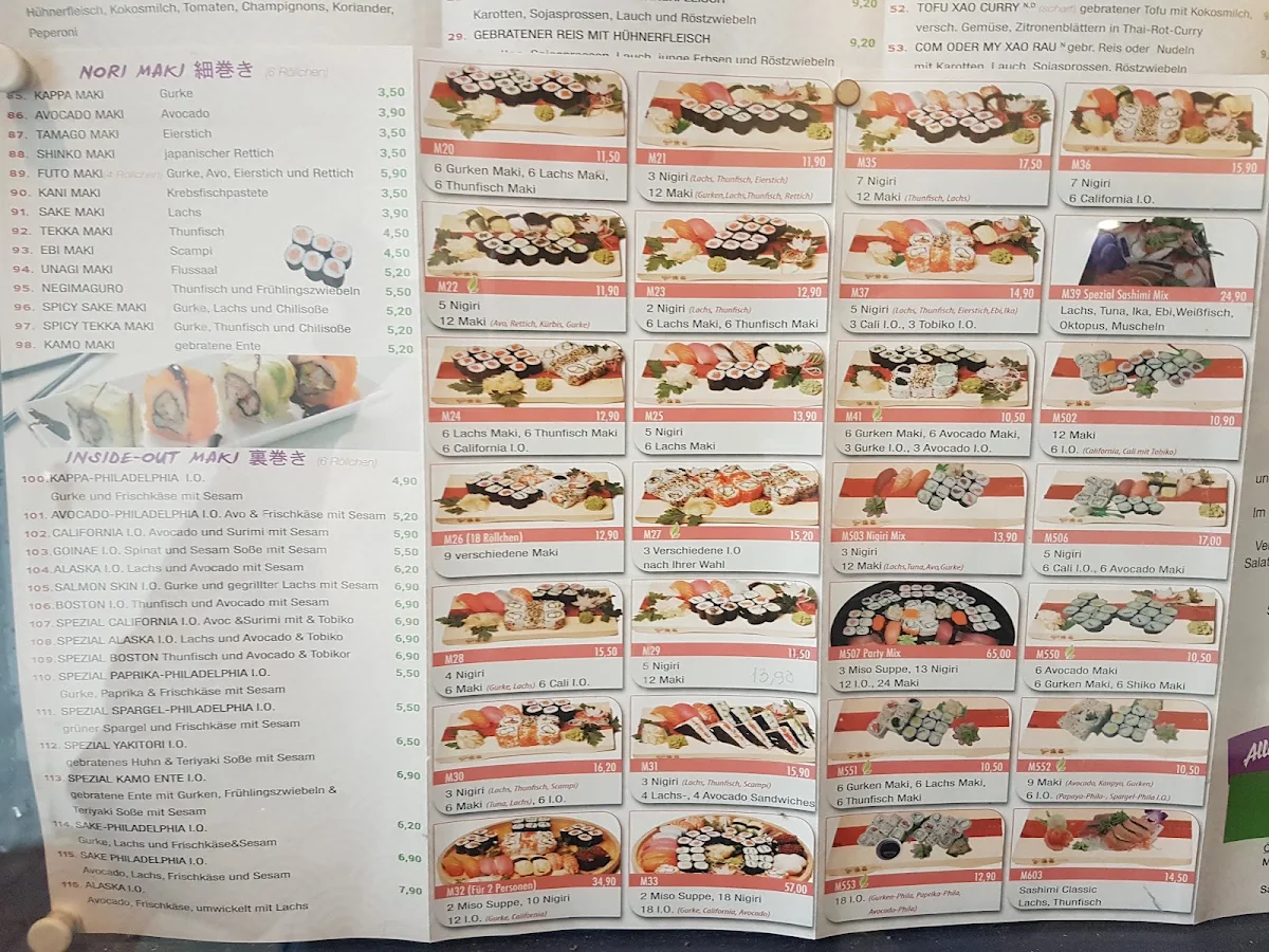 Speisekarte, Sushi-Tenn
