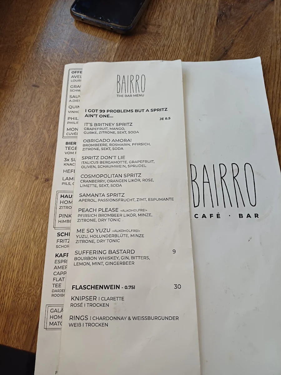 Speisekarte, Bairro | Café - Bar