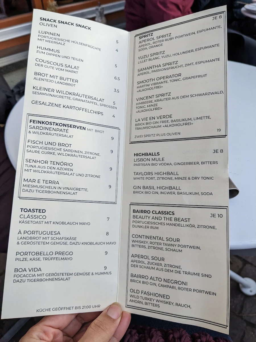 Speisekarte, Bairro | Café - Bar