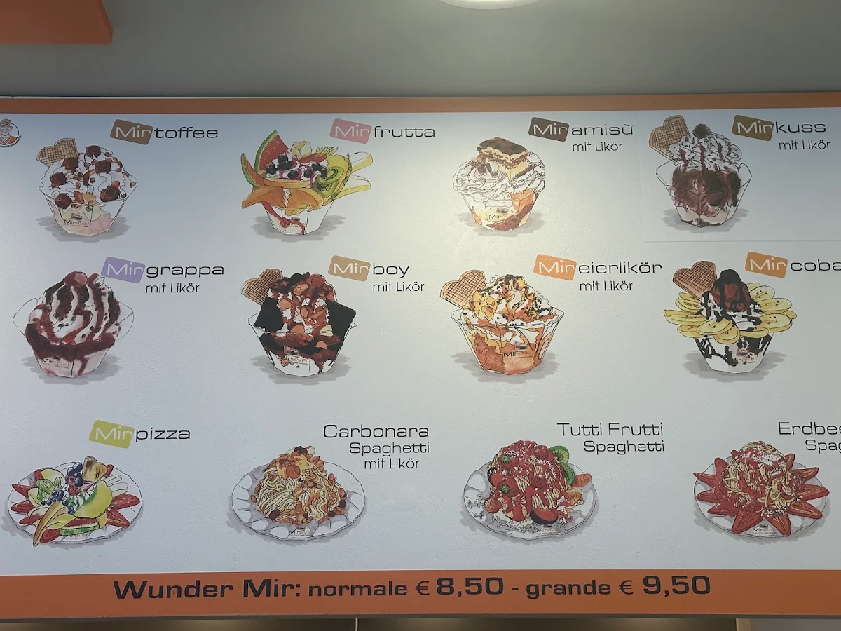 Speisekarte, Eiscafe Miraval