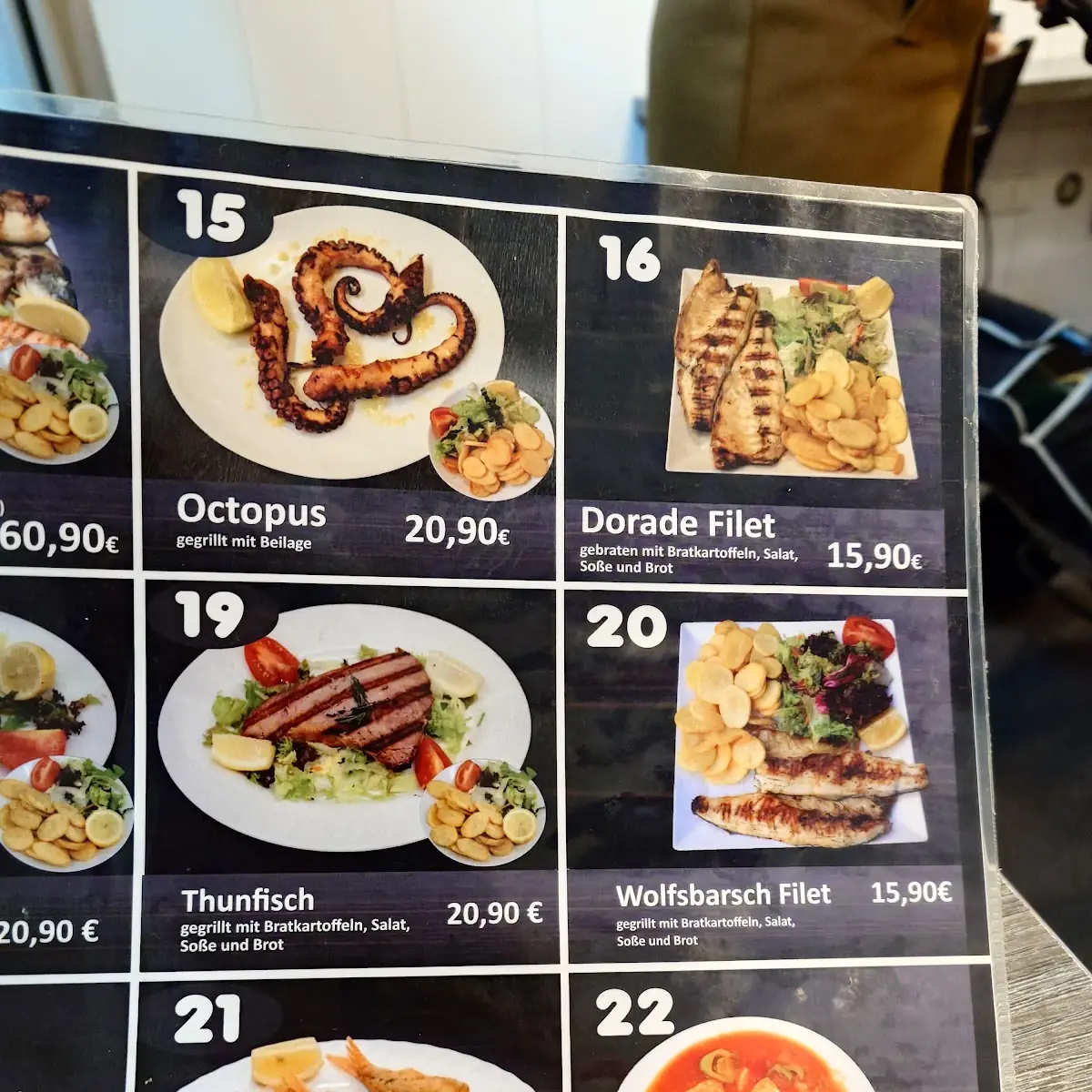 Speisekarte, Alims Fischimbiss