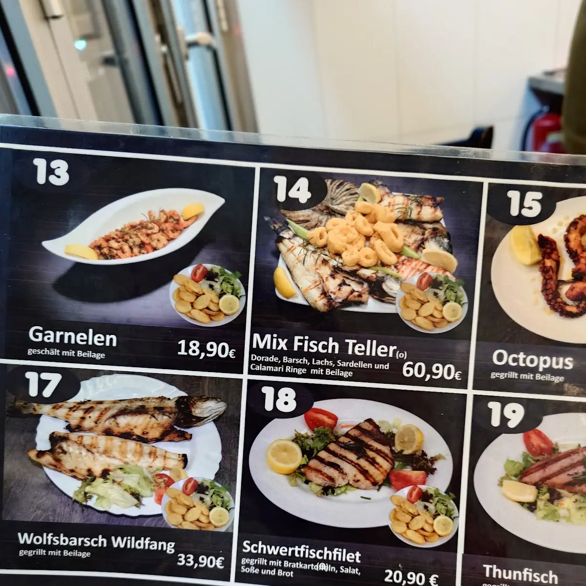 Speisekarte, Alims Fischimbiss