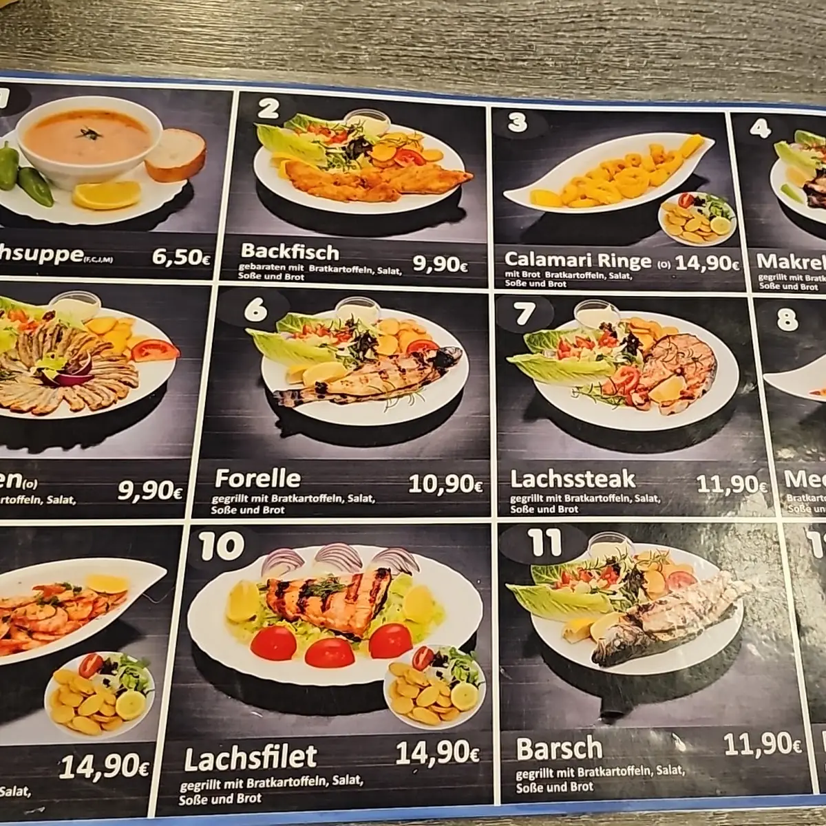 Speisekarte, Alims Fischimbiss
