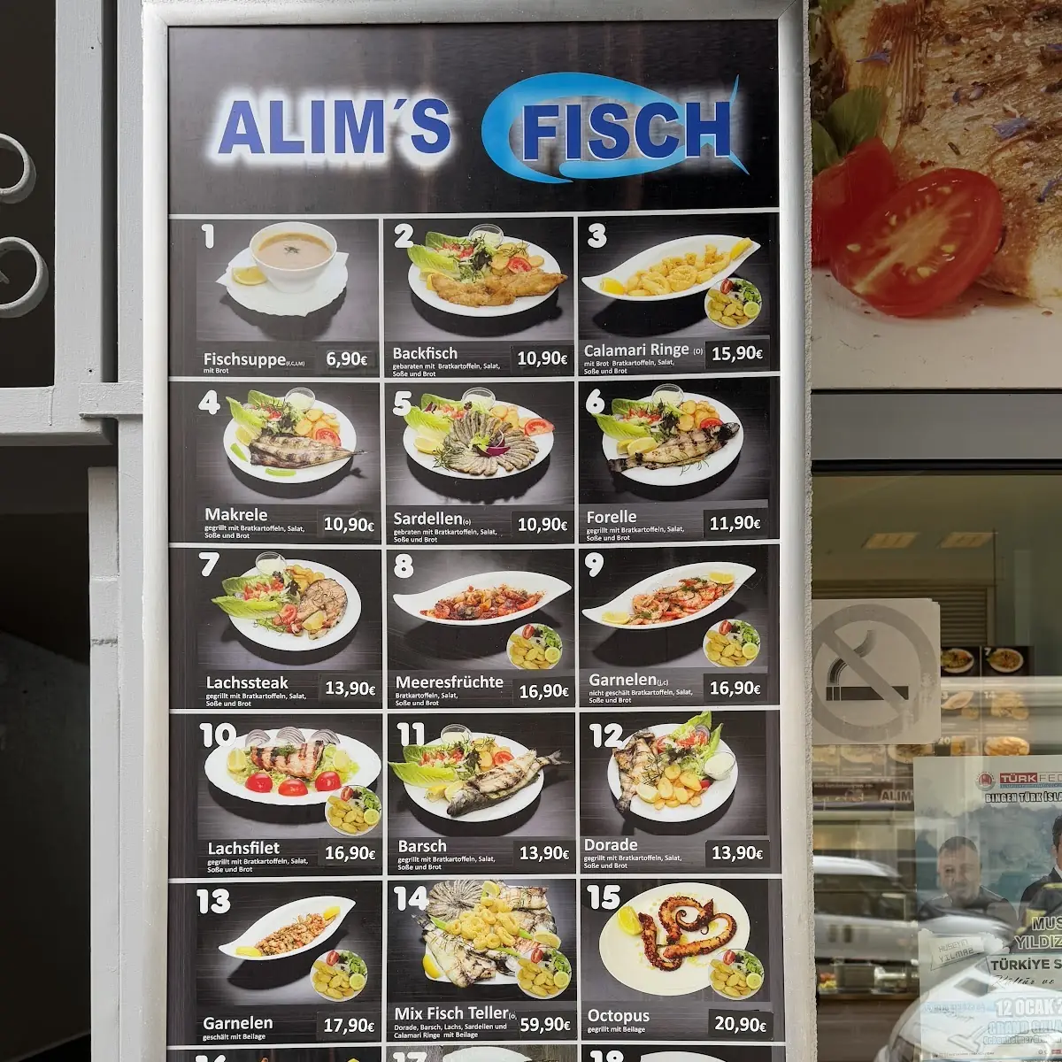 Speisekarte, Alims Fischimbiss