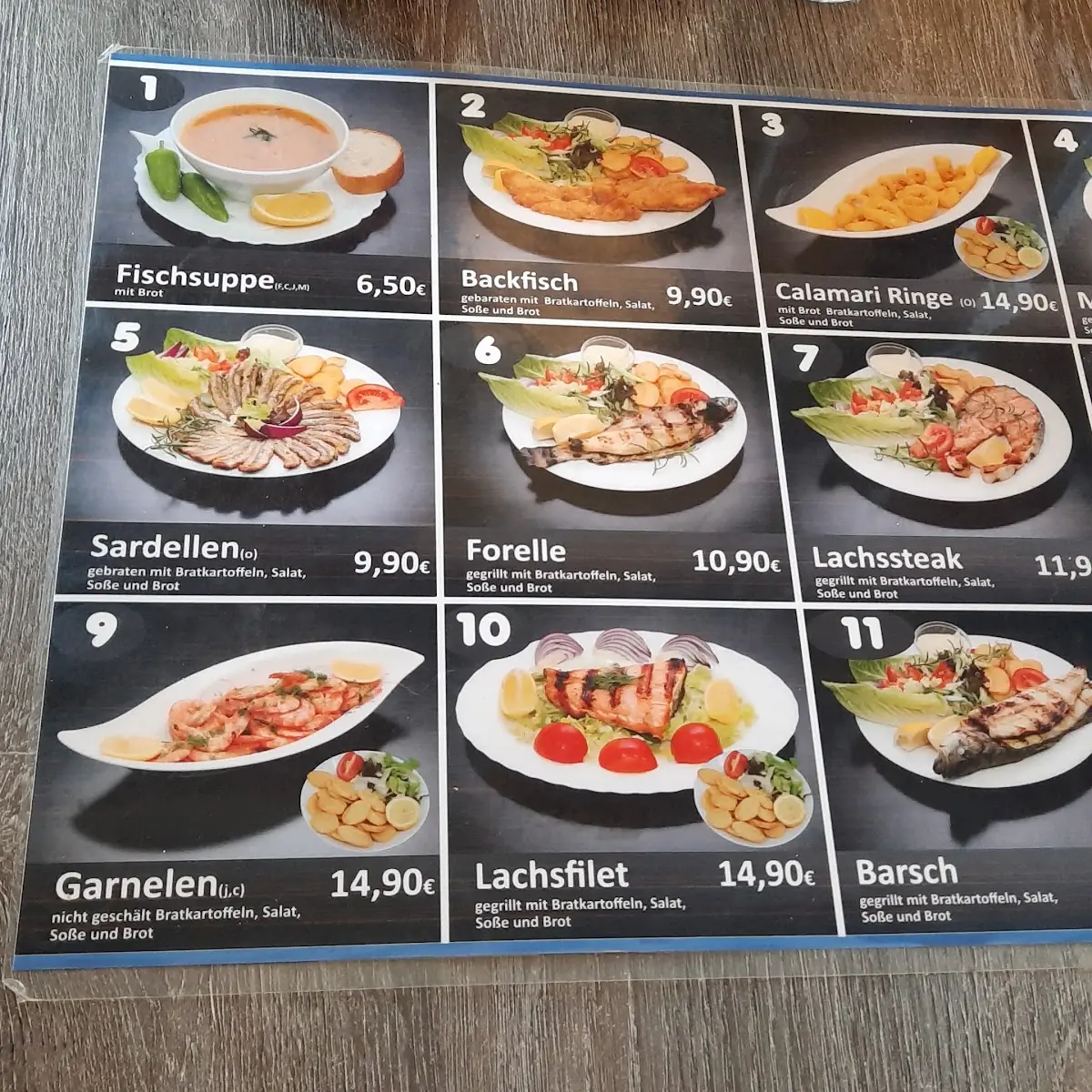 Speisekarte, Alims Fischimbiss