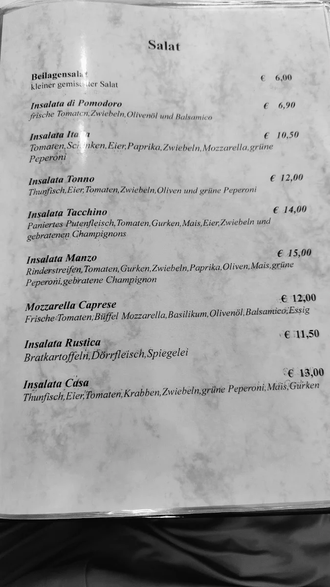 Speisekarte, La Vecchia Osteria