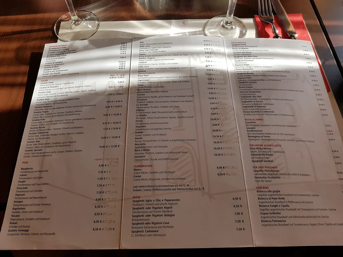 Speisekarte, La Vecchia Osteria