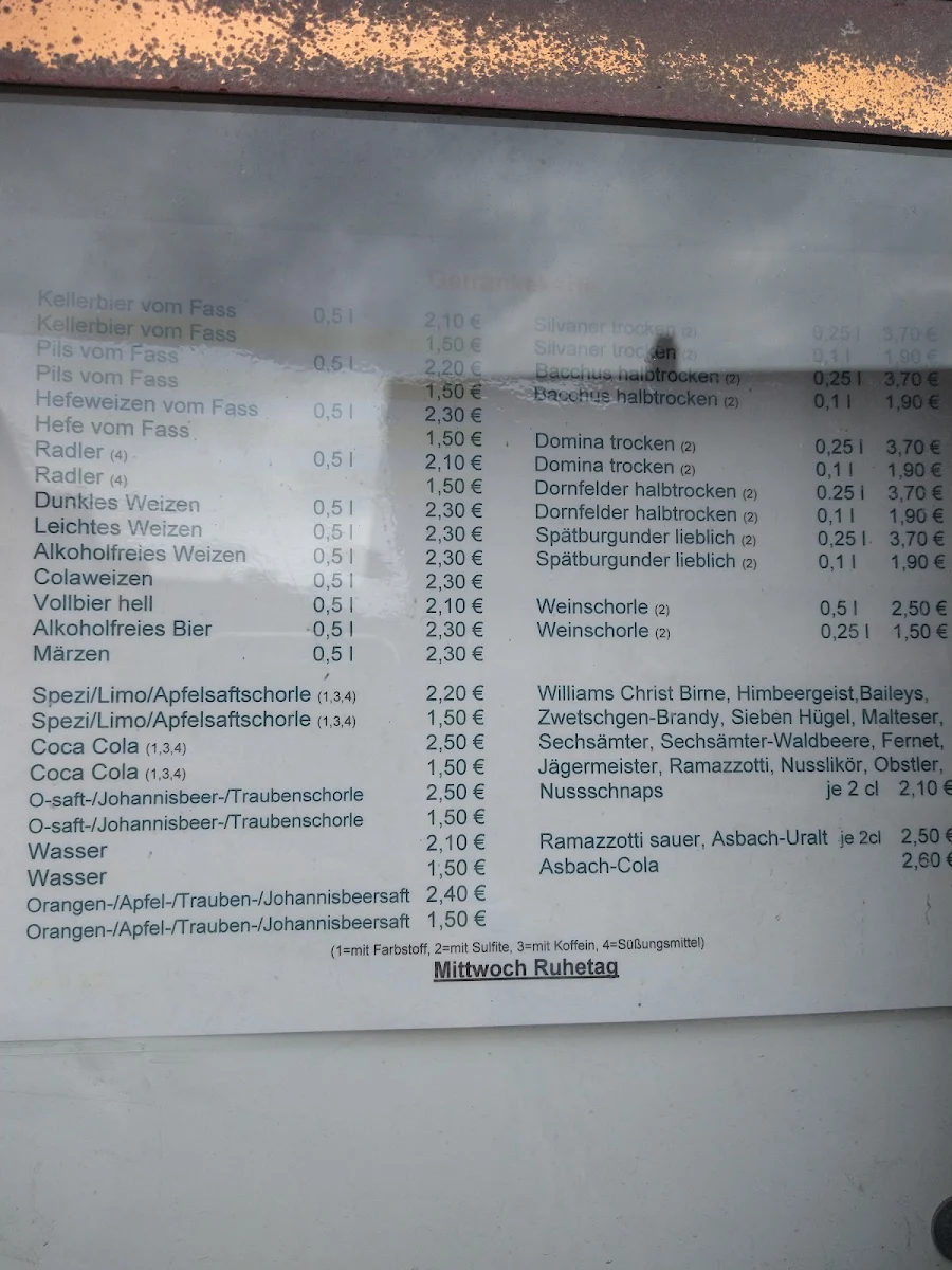 Speisekarte, Biergarten - Kla Sepper - Gasthaus zum Goldenen Kreuz