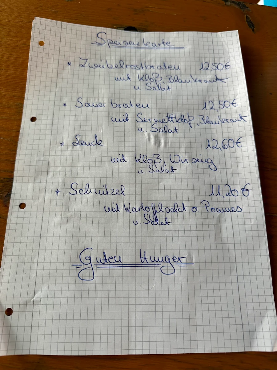 Speisekarte, Biergarten - Kla Sepper - Gasthaus zum Goldenen Kreuz