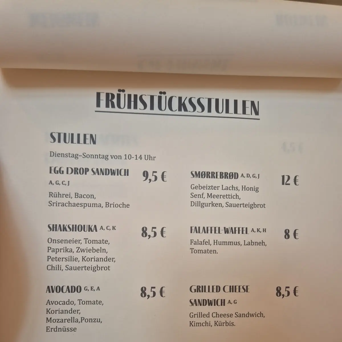 Speisekarte, Zweiundvierzig