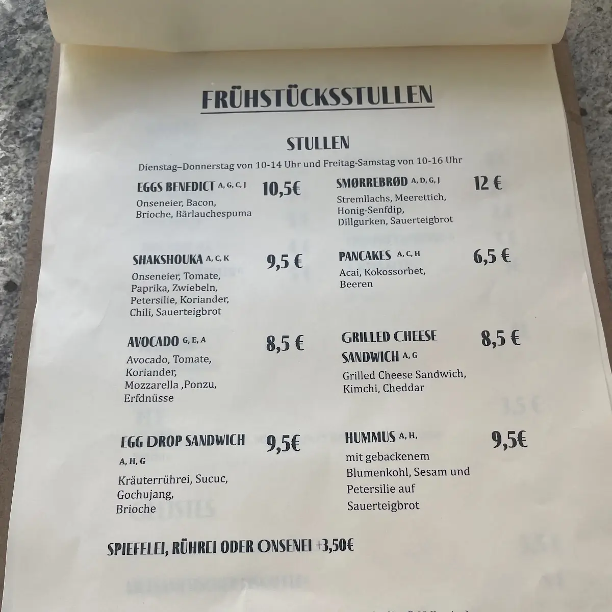 Speisekarte, Zweiundvierzig