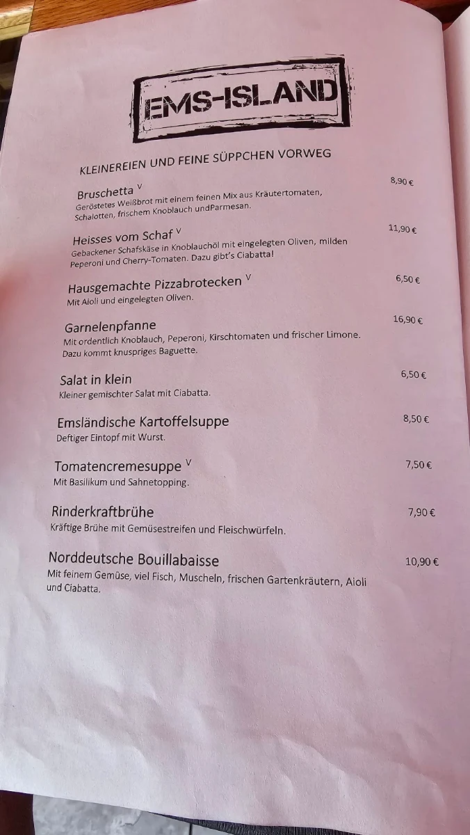 Speisekarte, Ems-Island