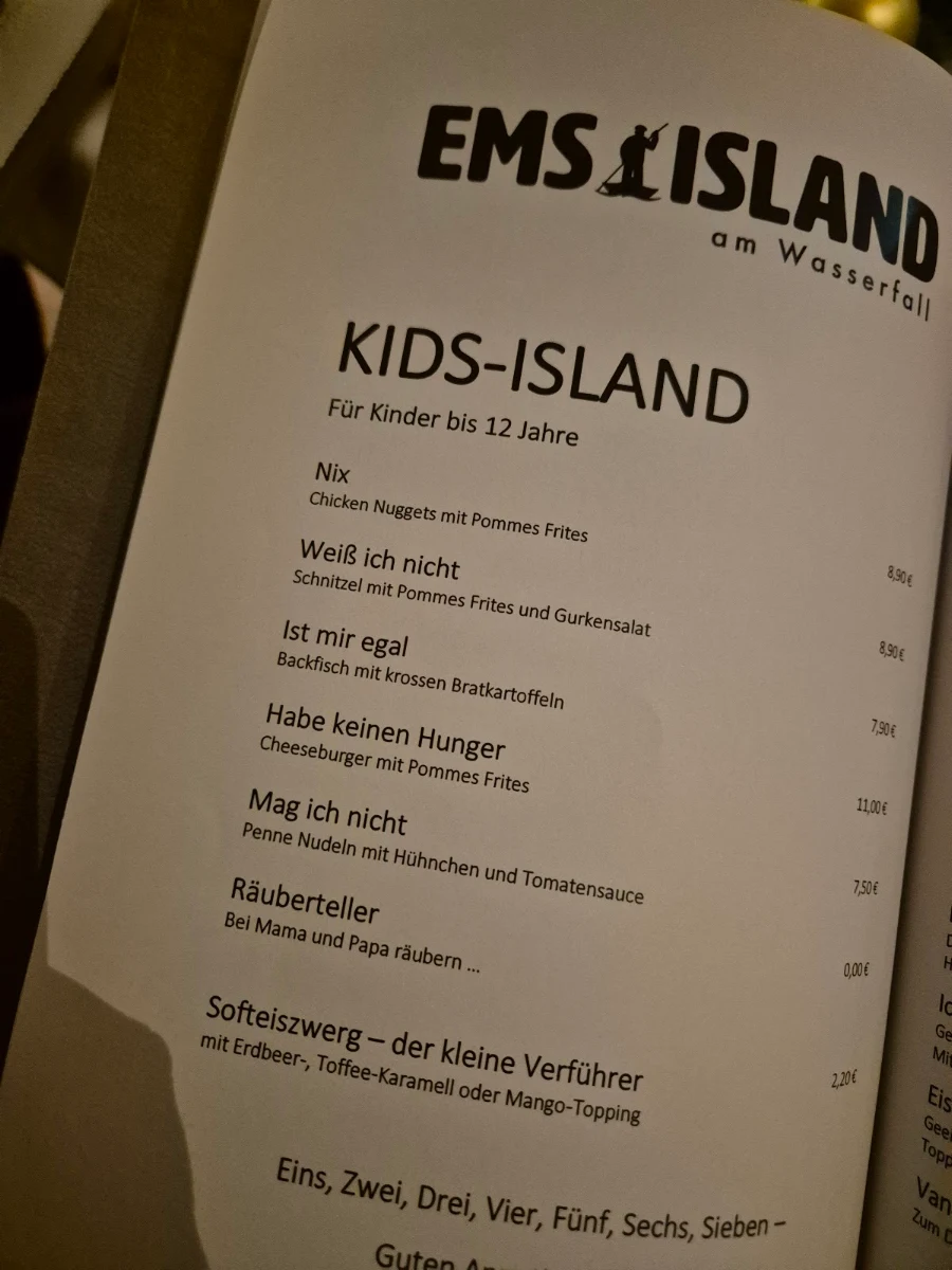 Speisekarte, Ems-Island