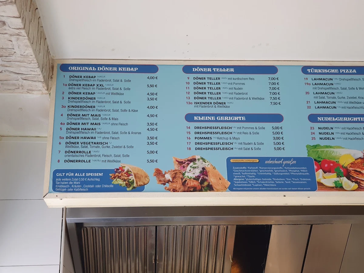Speisekarte, Döner Yusuf