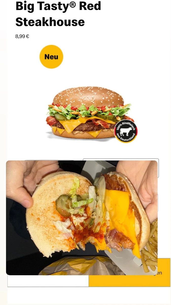 Speisekarte, McDonald's