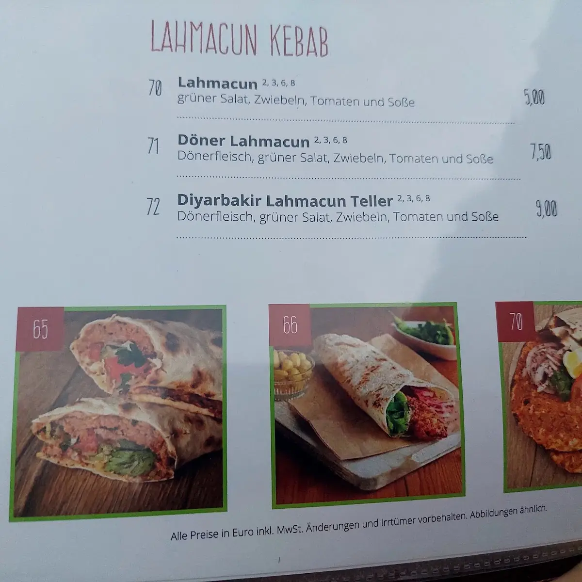 Speisekarte, Diyarbakir Restaurant