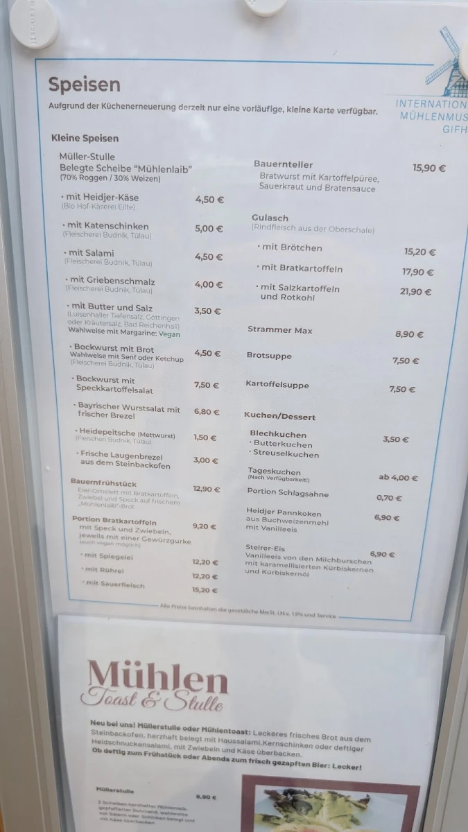 Speisekarte, Café Trachtenhaus