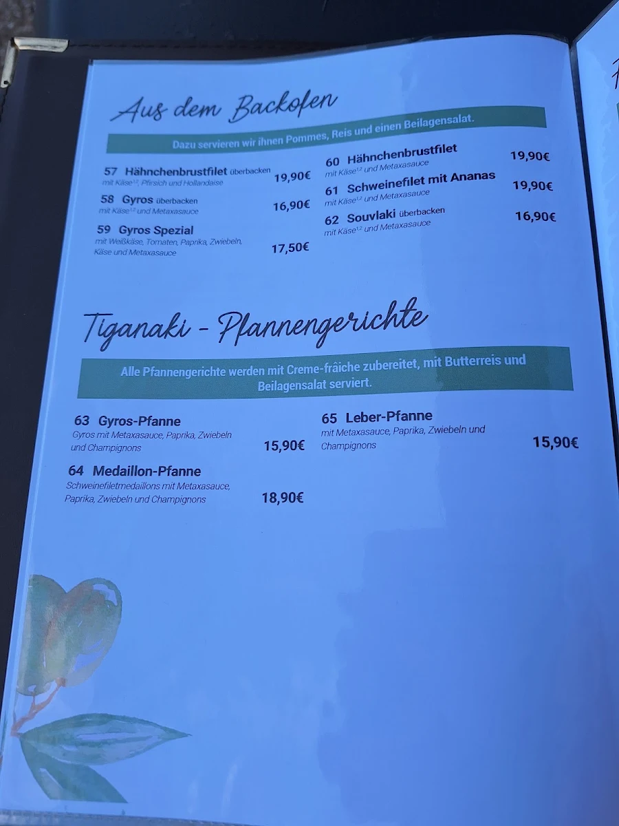 Speisekarte, Restaurant Sokrates