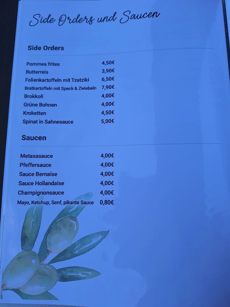 Speisekarte, Restaurant Sokrates
