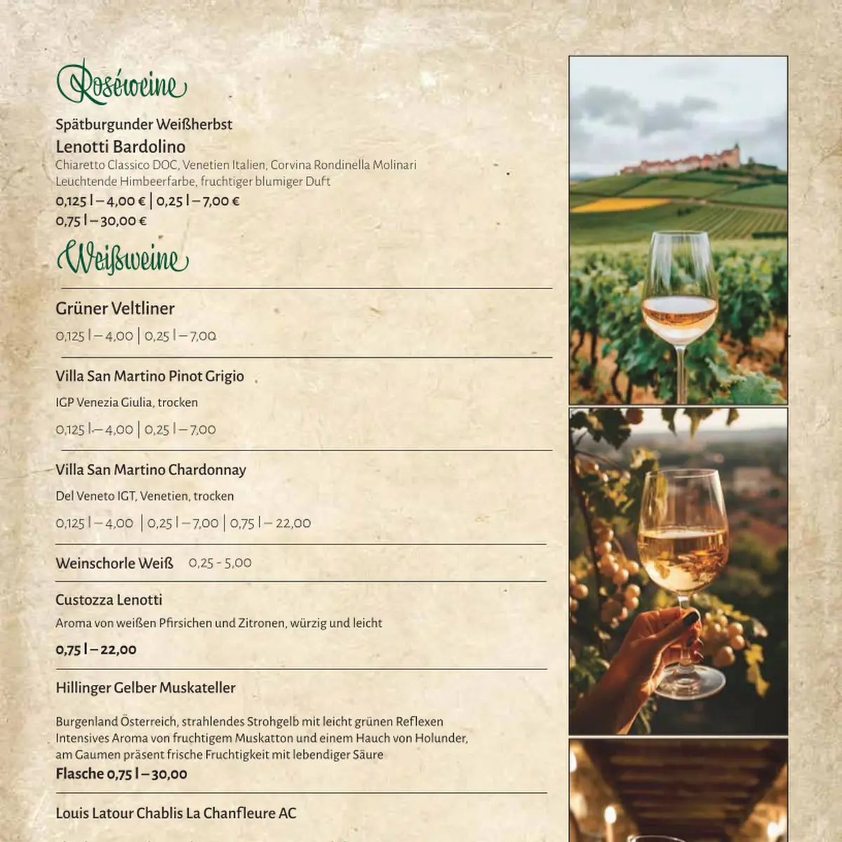 Speisekarte, Restaurant Pizzeria Seealm Lago