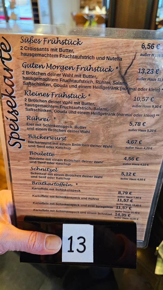Speisekarte, Café Wahl