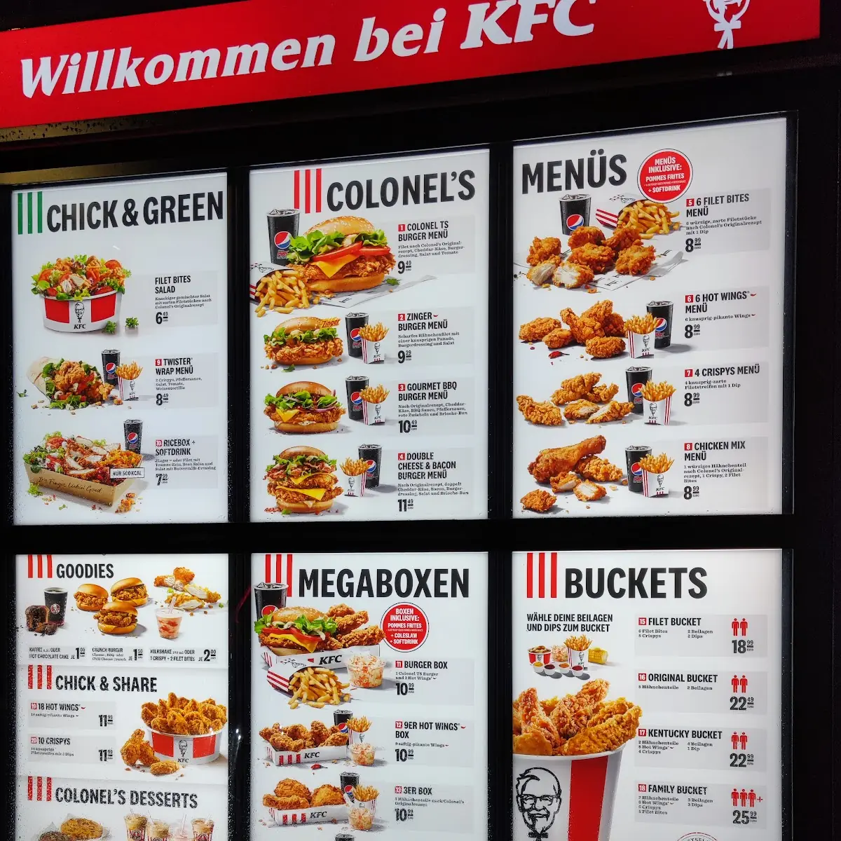 Speisekarte, Kentucky Fried Chicken