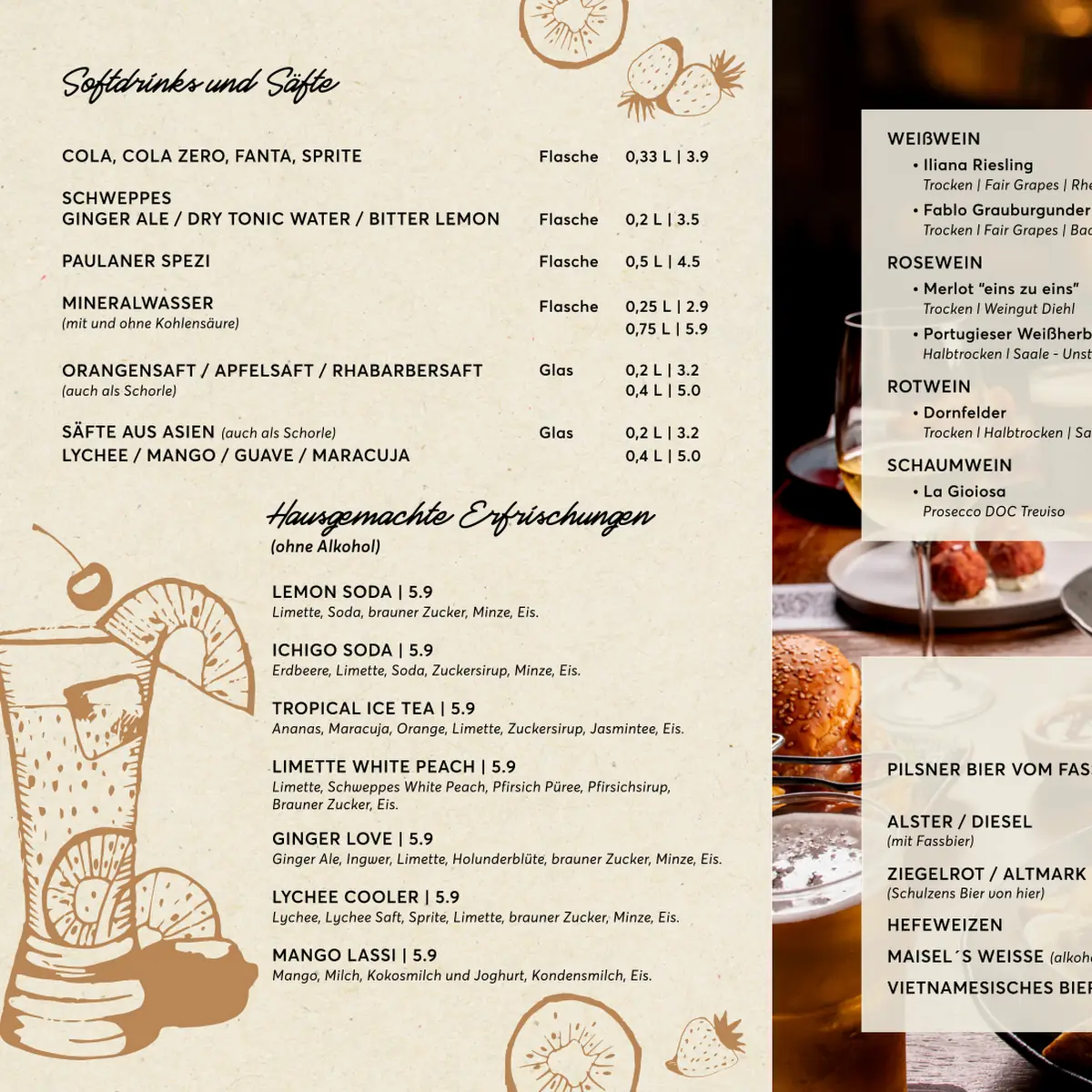 Speisekarte, Restaurant Zu Tisch bei Lai