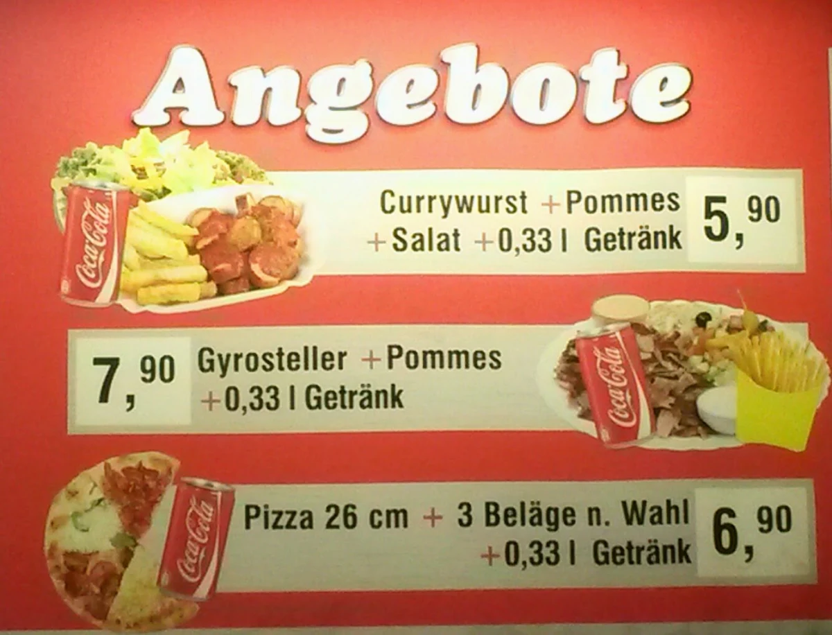 Speisekarte, Pizza-Flitzer