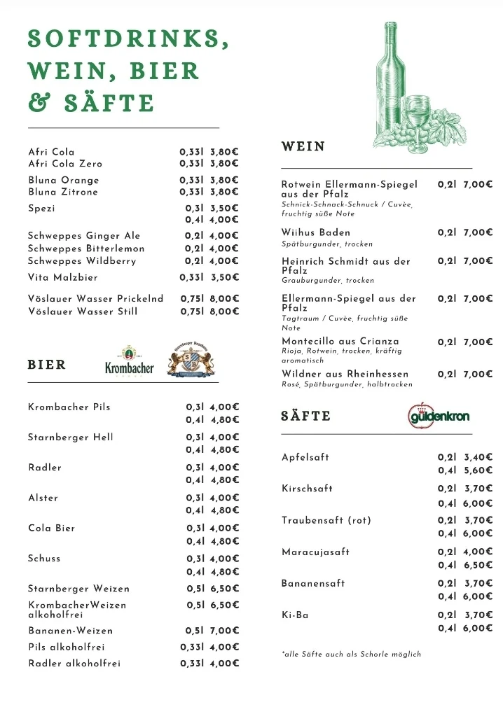 Speisekarte, Zum weissen Ross by Hamanns local Kitchen