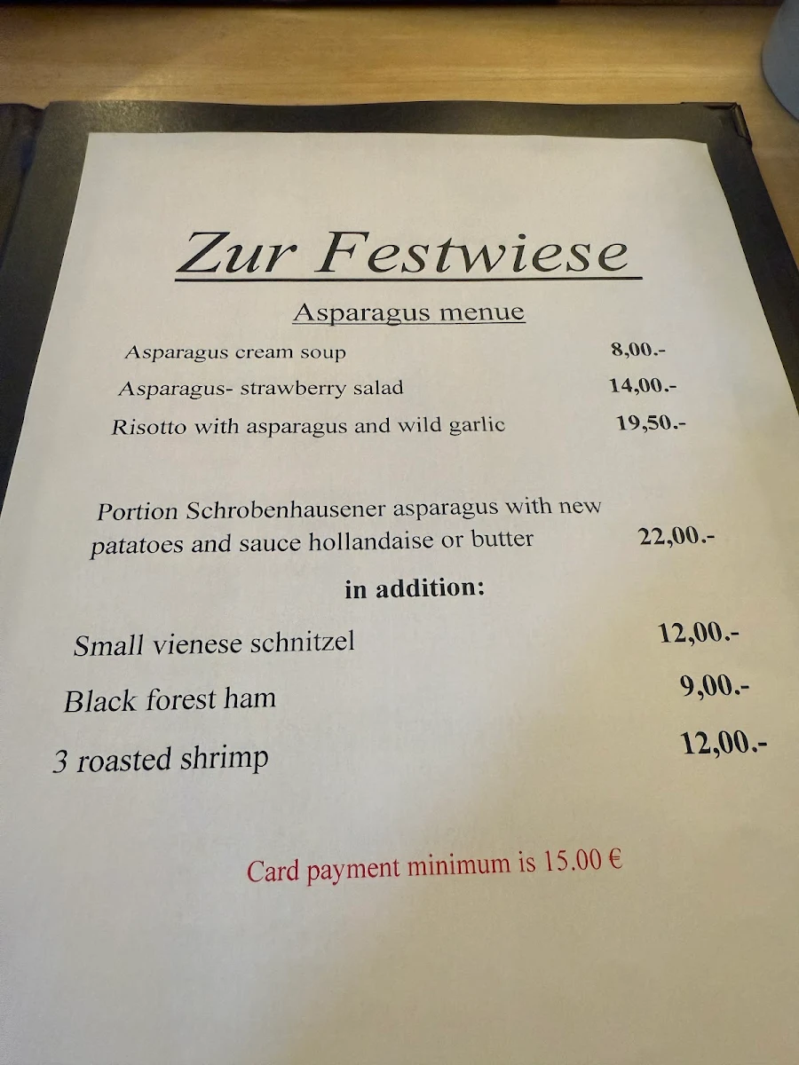 Speisekarte, Zur Festwiese