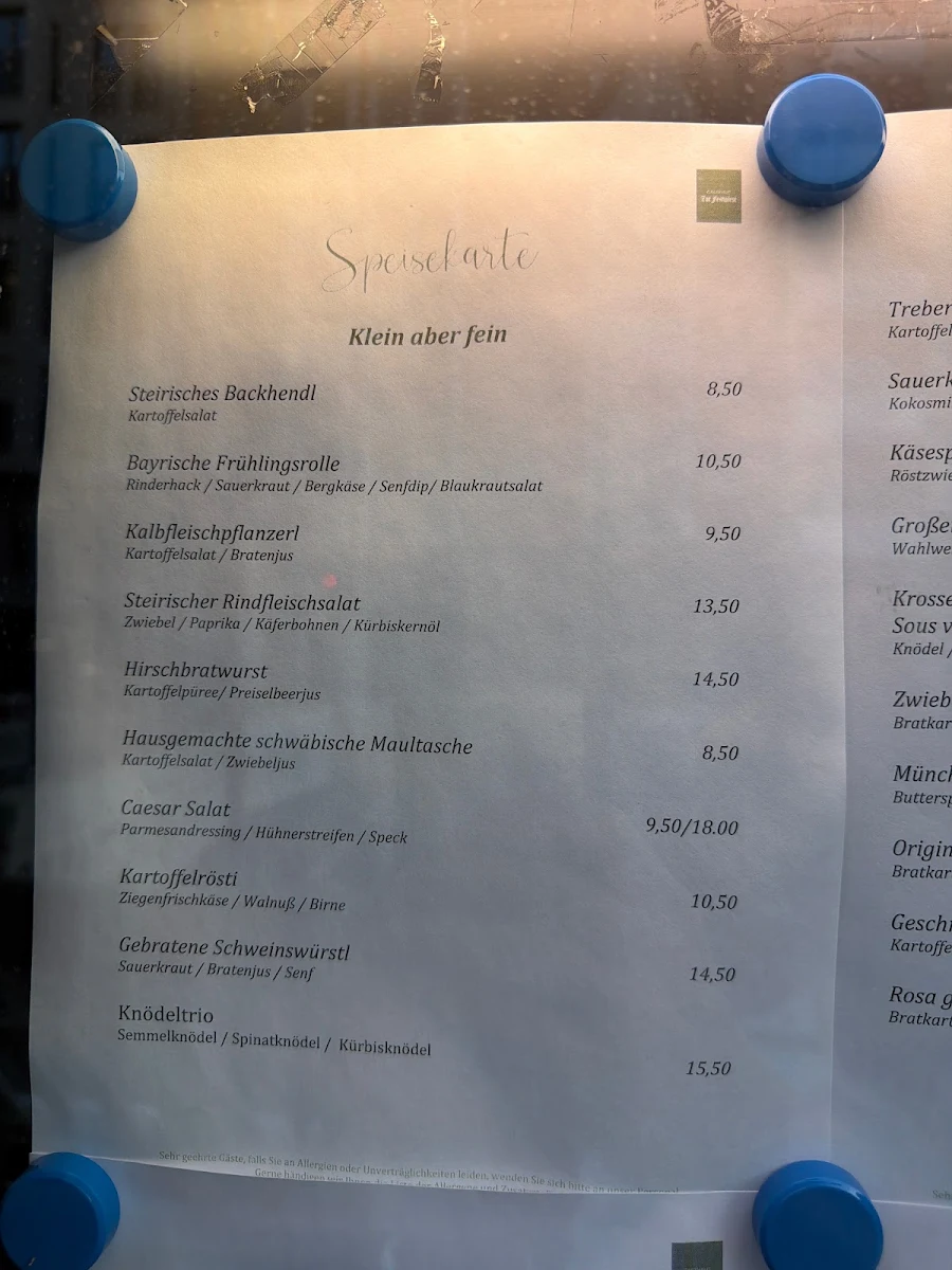 Speisekarte, Zur Festwiese