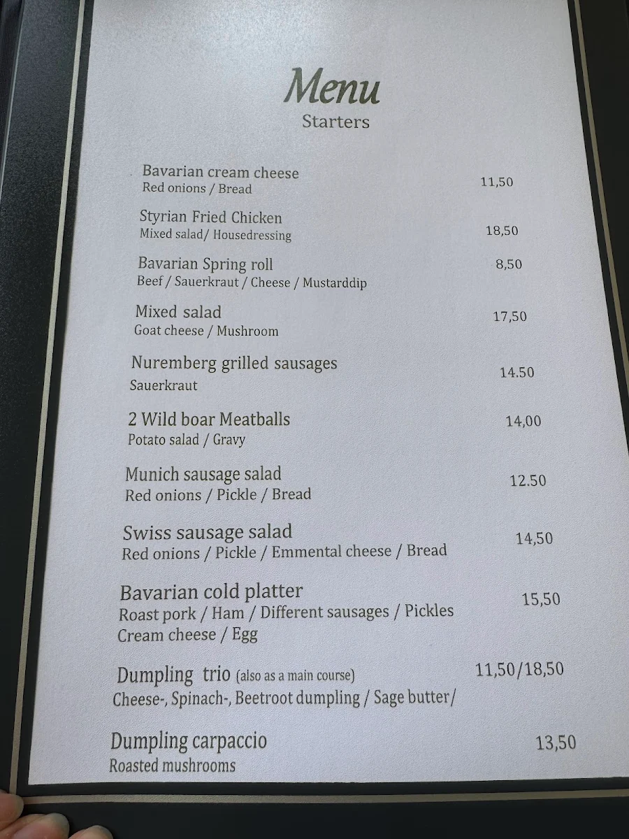 Speisekarte, Zur Festwiese