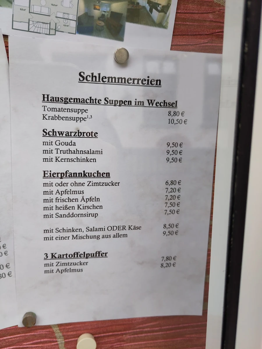 Speisekarte, Café Klönstuv