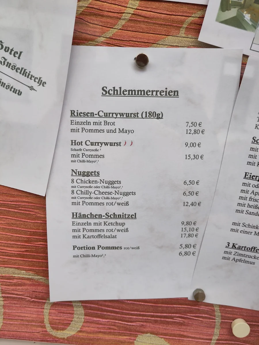 Speisekarte, Café Klönstuv