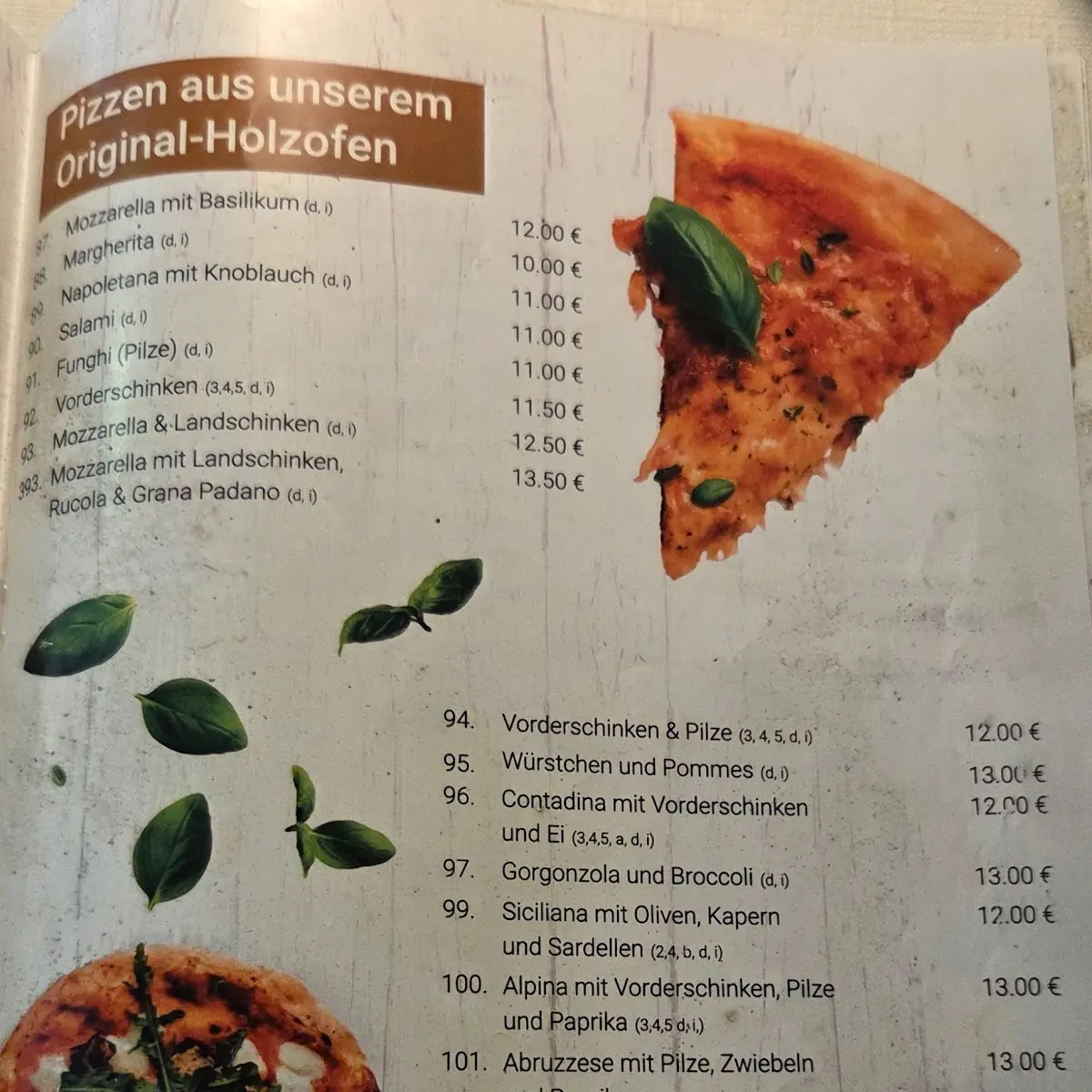 Speisekarte, La Taverna