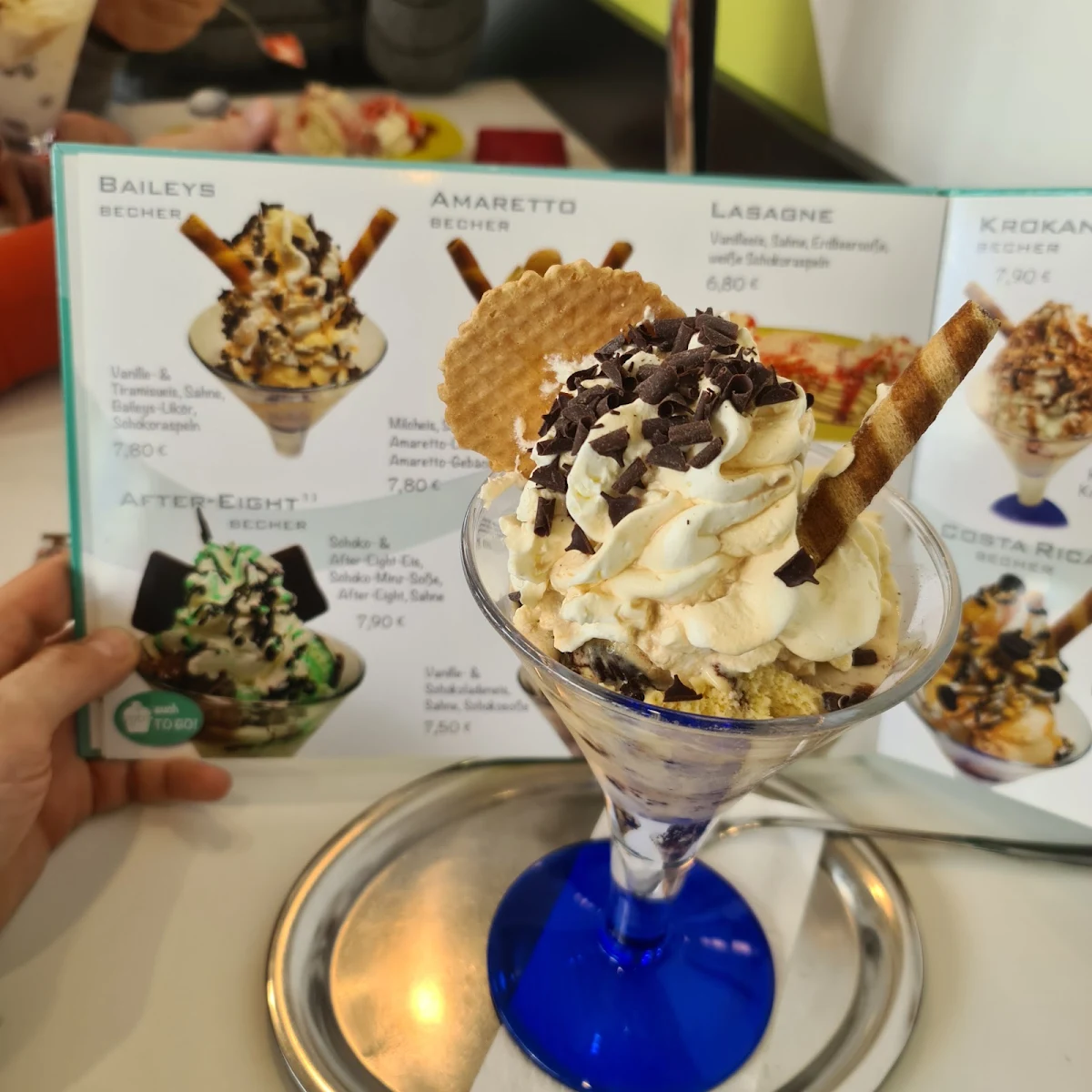 Speisekarte, Eiscafé Riva