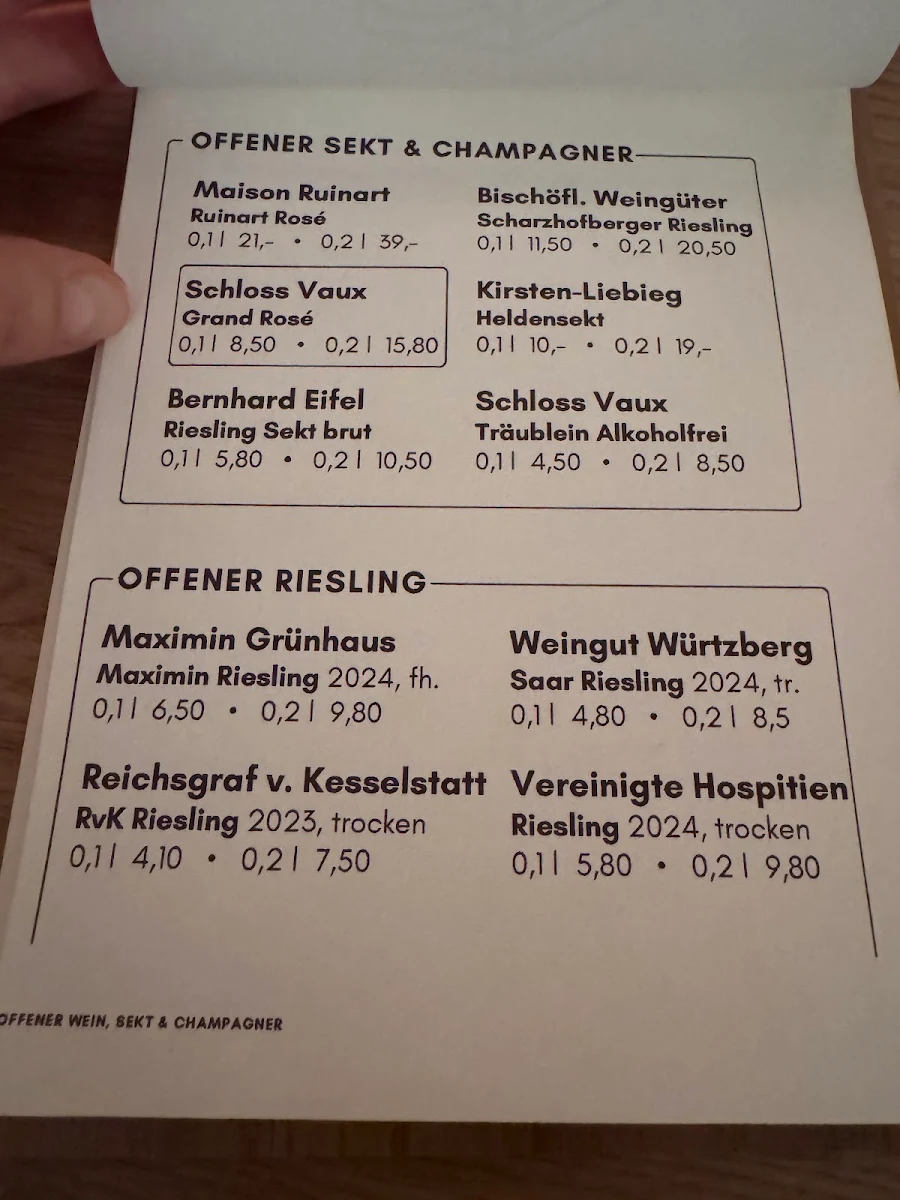 Speisekarte, Basil Weinbar & Café